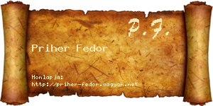 Priher Fedor névjegykártya